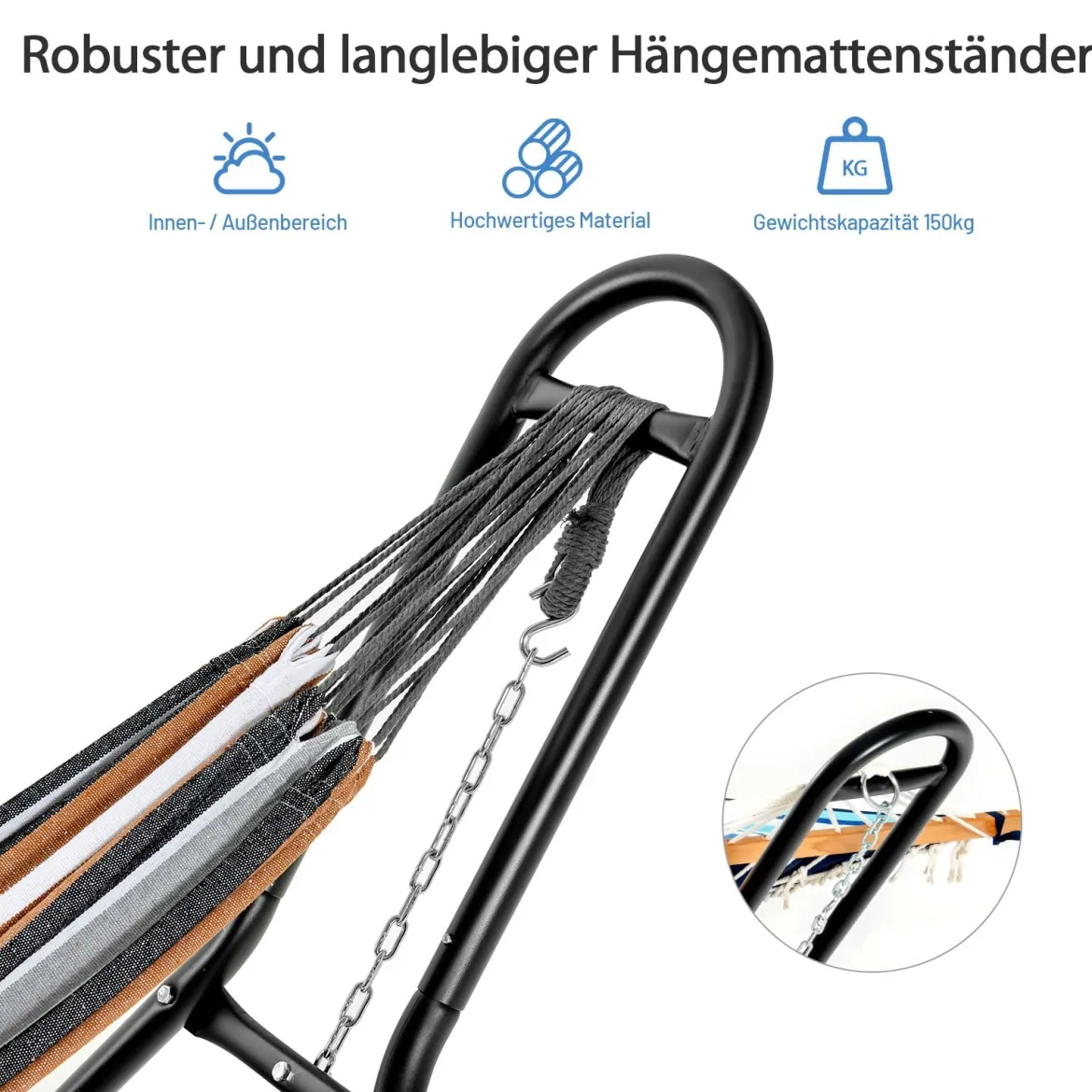 Metall Hängemattengestell Hängemattenständer Hängemattenhalter 150kg Tragkraft (nur Gestell)