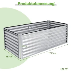 Metall Hochbeet mit 4 Bodenpfählen Pflanzkasten Rechteckiges Frühbeet für Gemüse Silber