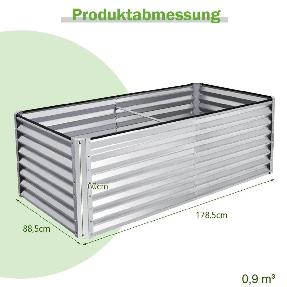 Metall Hochbeet mit 4 Bodenpfählen Pflanzkasten Rechteckiges Frühbeet für Gemüse Silber