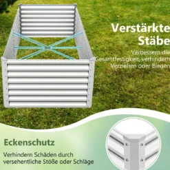 Metall Hochbeet Pflanzkasten Rechteckiges Frühbeet mit Verstärkter Stäbe & Offenem Boden