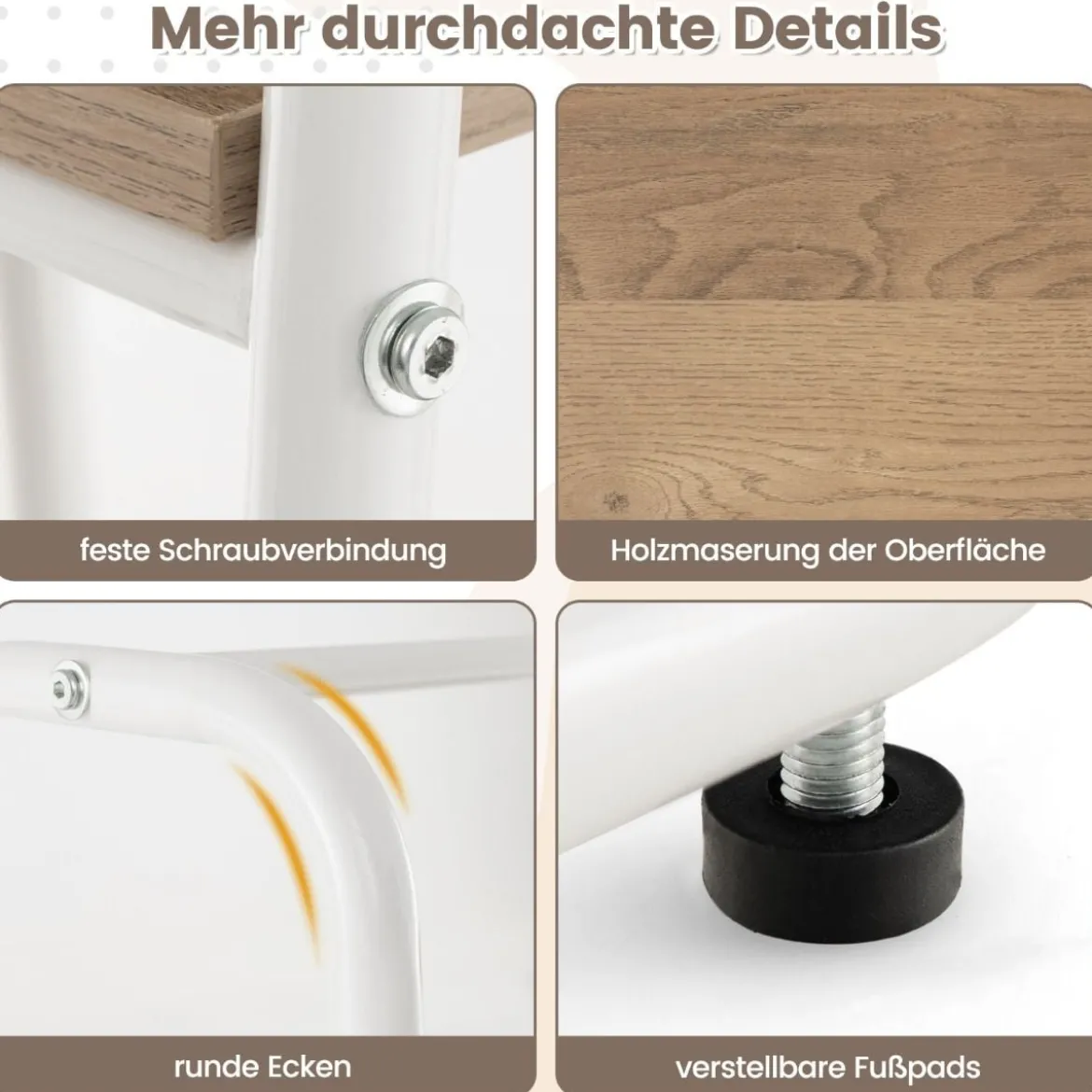 Metall Kleiderständer mit 4 Regalen Moderner Tragbarer Kleiderschrank-Organizer Natur