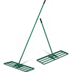 Metall Rasen Nivellierrechen mit Ergonomischem Griff für den Boden Rasenrechen 75 x 25 cm
