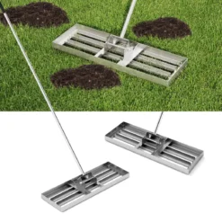 Metall Rasen Nivellierrechen mit Ergonomischem Griff für den Boden Rasenrechen 75 x 25 cm