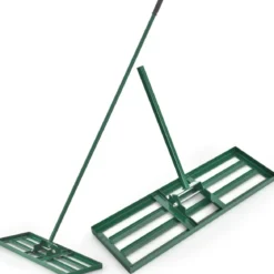 Metall Rasen Nivellierrechen mit Ergonomischem Griff für den Boden Rasenrechen 75 x 25 cm