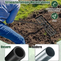 Metall Rasen Nivellierrechen mit Ergonomischem Griff für den Boden Rasenrechen 75 x 25 cm