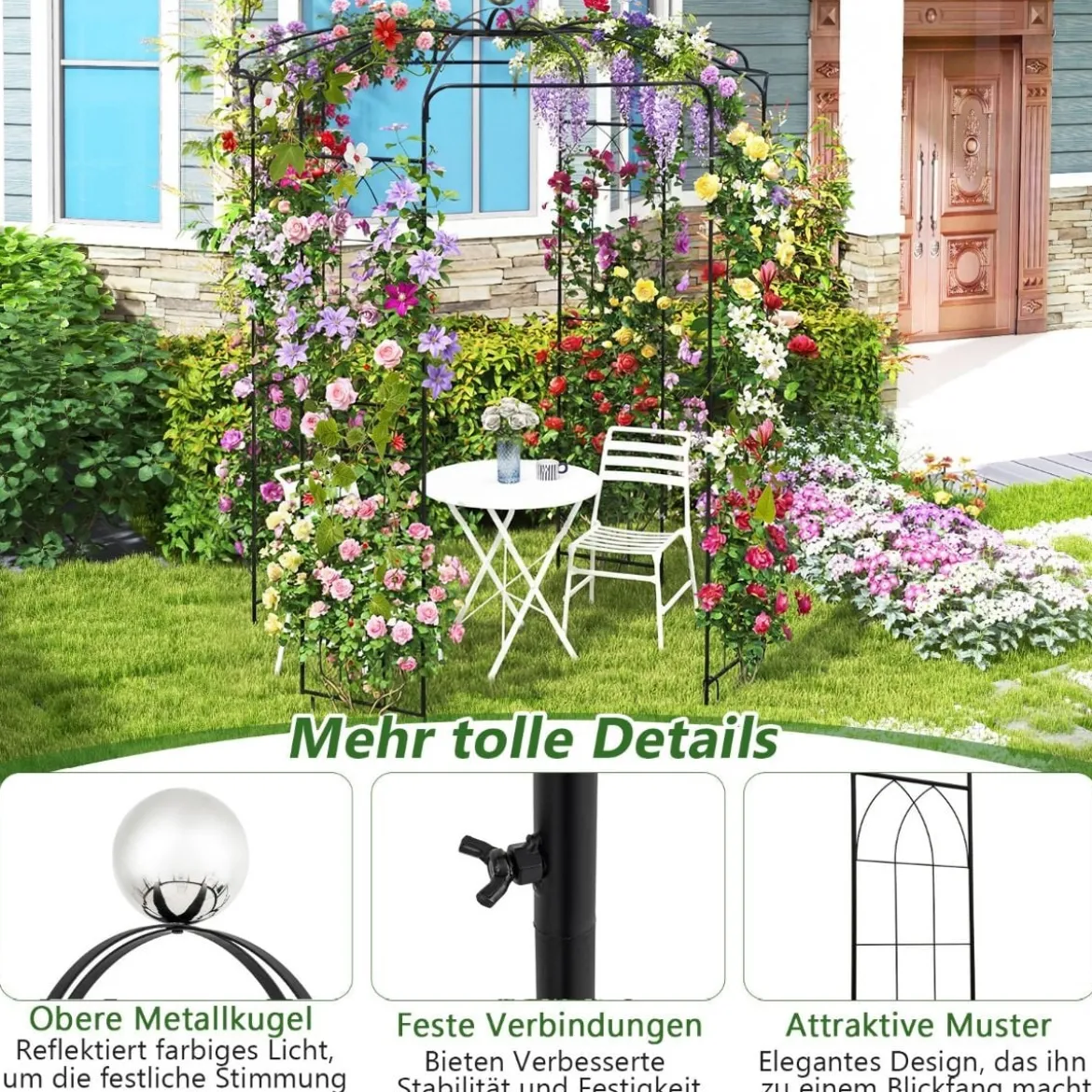 Metall Rosenbogen für Kletterpflanzen Rosenpavillon Gartenbogen Torbogen Rosengitter