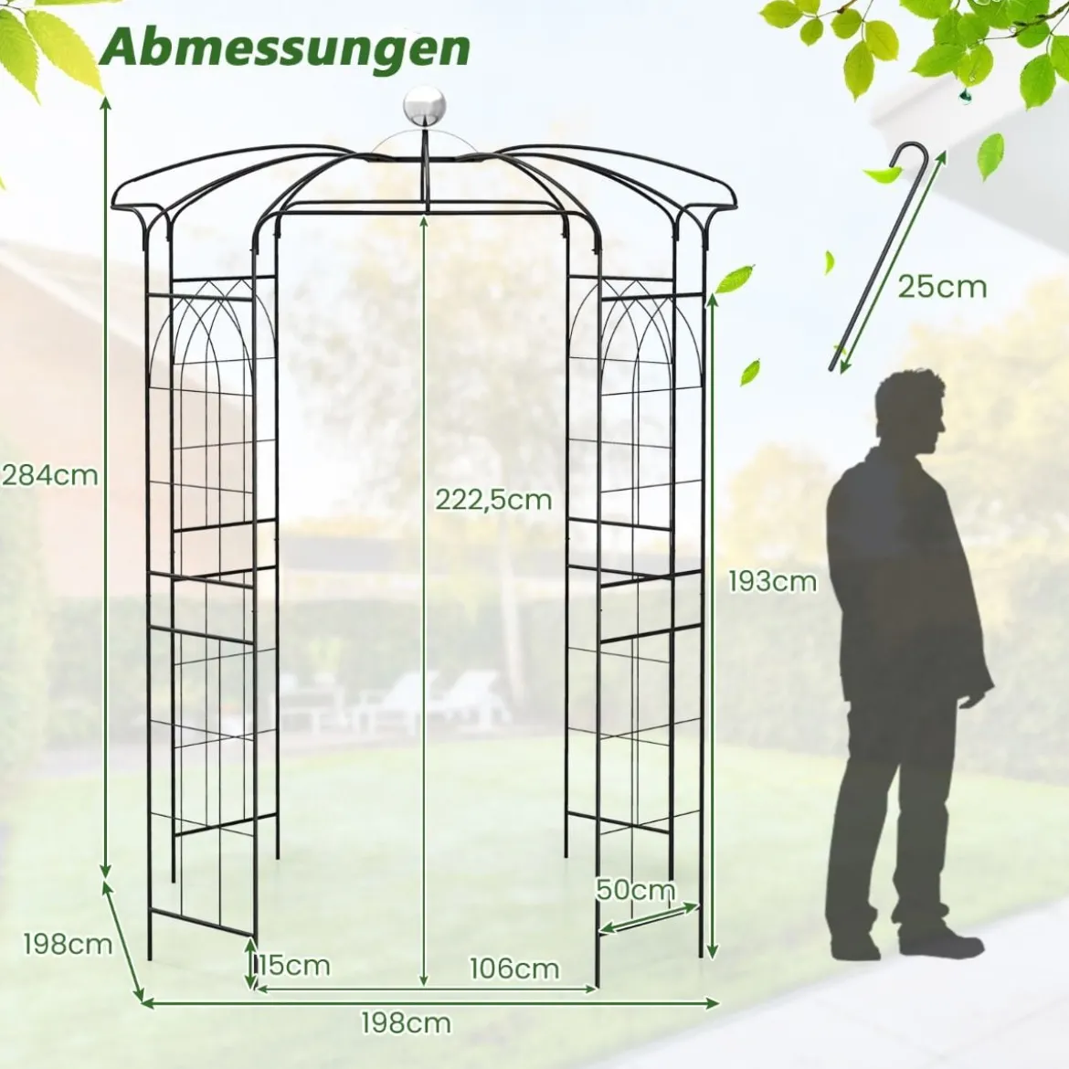 Metall Rosenbogen für Kletterpflanzen Rosenpavillon Gartenbogen Torbogen Rosengitter