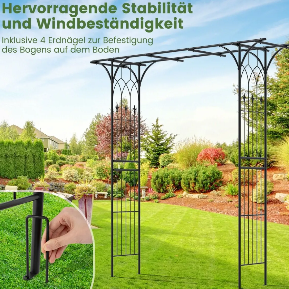 Metall Rosenbogen Gartenbogen für Kletterpflanzen Rankhilfe Garten Torbogen Schwarz