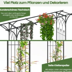 Metall Rosenbogen Gartenbogen für Kletterpflanzen Rankhilfe Garten Torbogen Schwarz