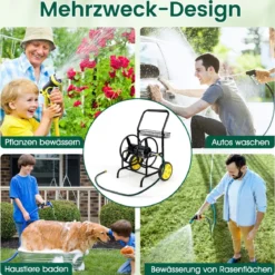 Metall Schlauchwagen 70 m für 16 mm Schlauch Gartenschlauchwagen Schlauchtrommel Schwarz