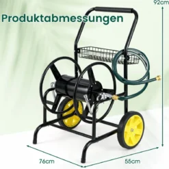 Metall Schlauchwagen 70 m für 16 mm Schlauch Gartenschlauchwagen Schlauchtrommel Schwarz