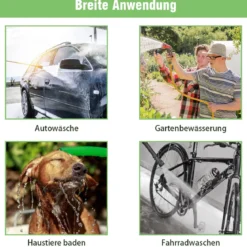 Metall Schlauchwagen mit 2 Luftreifen & Kurbel für 61M 3/4" Schlauch Gartenschlauchwagen Grün