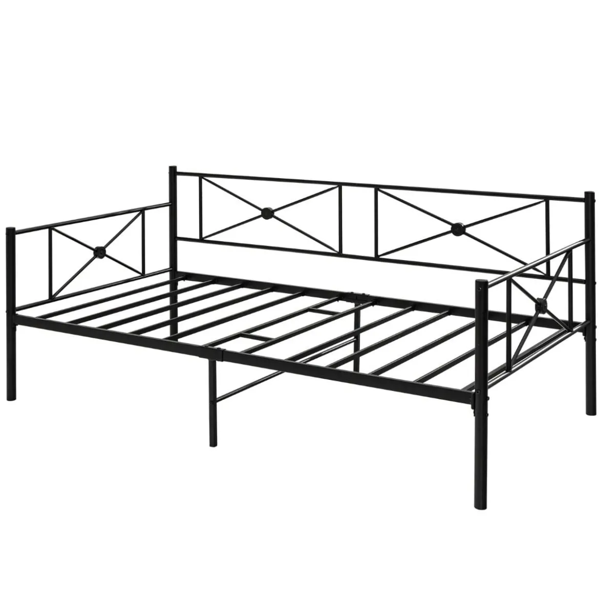 Metall-Tagesbettrahmen Modernes Schlafsofa Stahllatten-Stützmatratze Schwarz