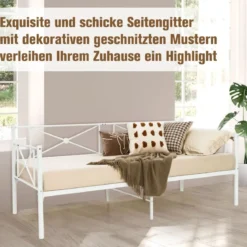 Metall-Tagesbettrahmen Modernes Schlafsofa Stahllatten-Stützmatratze Weiß