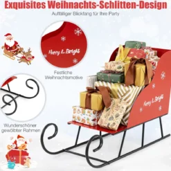 Metall-Weihnachtsmann-Schlittenkorb Weihnachtsmann-Geschenke-Aufbewahrungsschlitten Rot