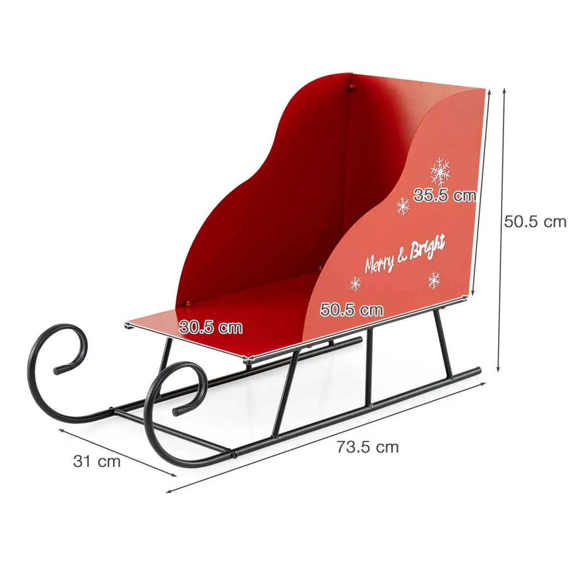 Metall-Weihnachtsmann-Schlittenkorb Weihnachtsmann-Geschenke-Aufbewahrungsschlitten Rot