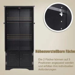 Midischrank Beistellschrank Highboard Hochschrank Holz Schwarz 59 x 32 x 123 cm