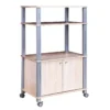 Mikrowellenregal Küchenregal Standregal mit Rollen Natur 60 x 40 x 98 cm