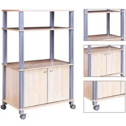 Mikrowellenregal Küchenregal Standregal mit Rollen Natur 60 x 40 x 98 cm