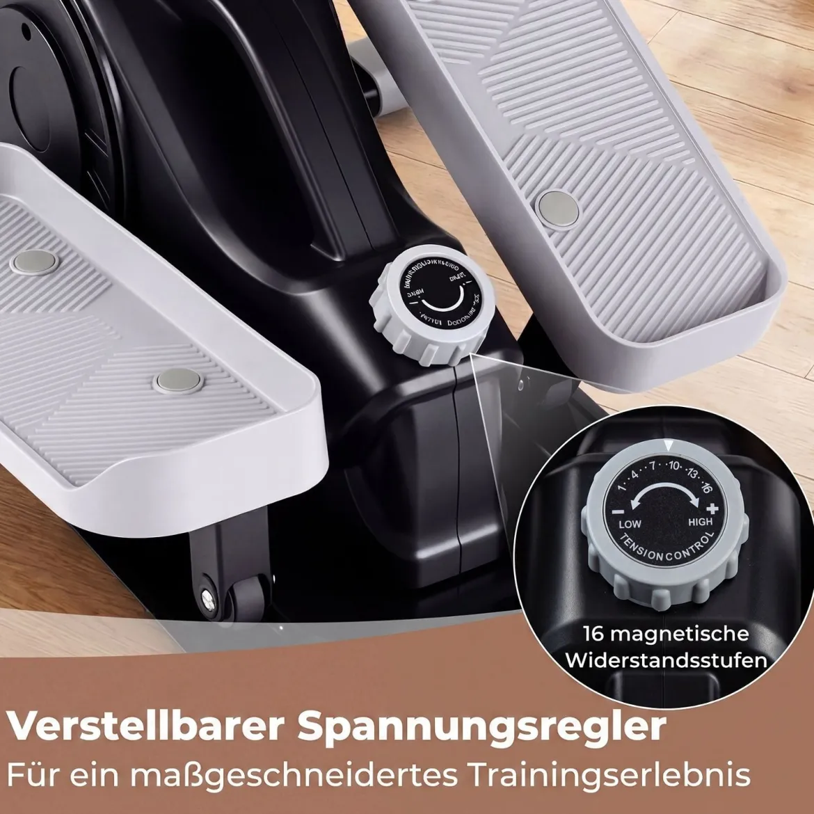 Mini Ellipsentrainer Elektrischer Crosstrainer mit LCD-Display Griff & Rutschfesten Pedalen Weiß
