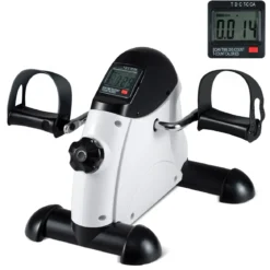 Mini Pedaltrainer mit LCD-Bildschirmanzeige Tragbares Heimtrainer für Arm- & Beintraining Weiß