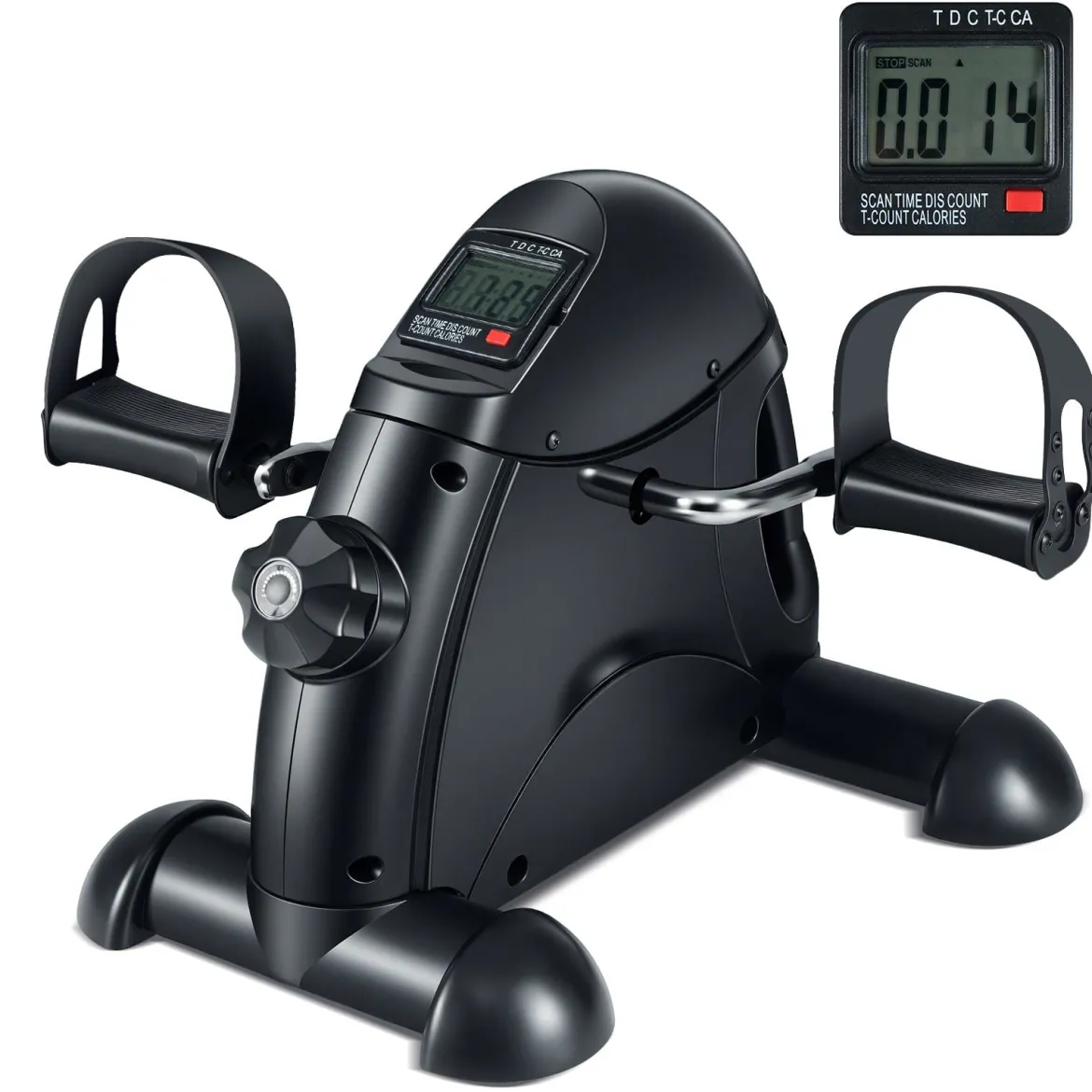 Mini Pedaltrainer mit LCD-Bildschirmanzeige Tragbares Heimtrainer für Arm- & Beintraining Schwarz