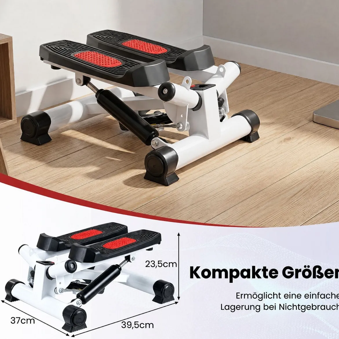 Mini-Stepper für Zuhause mit Widerstandsbändern bis 75 kg Belastbar 37 x 39,5 x 23,5 cm