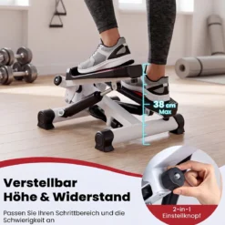 Mini-Stepper für Zuhause mit Widerstandsbändern bis 75 kg Belastbar 37 x 39,5 x 23,5 cm