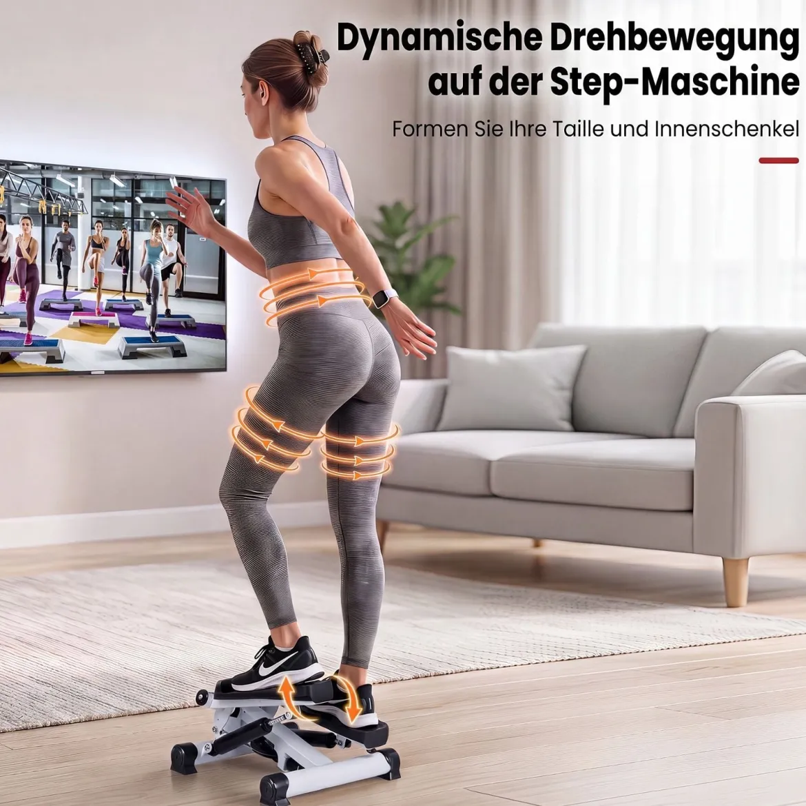 Mini-Stepper für Zuhause mit Widerstandsbändern bis 75 kg Belastbar 37 x 39,5 x 23,5 cm