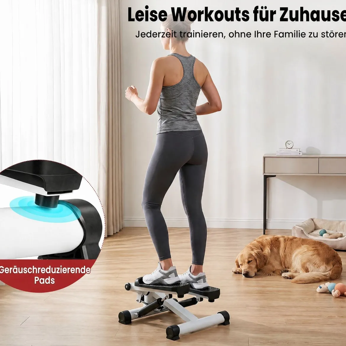 Mini-Stepper für Zuhause mit Widerstandsbändern bis 75 kg Belastbar 37 x 39,5 x 23,5 cm