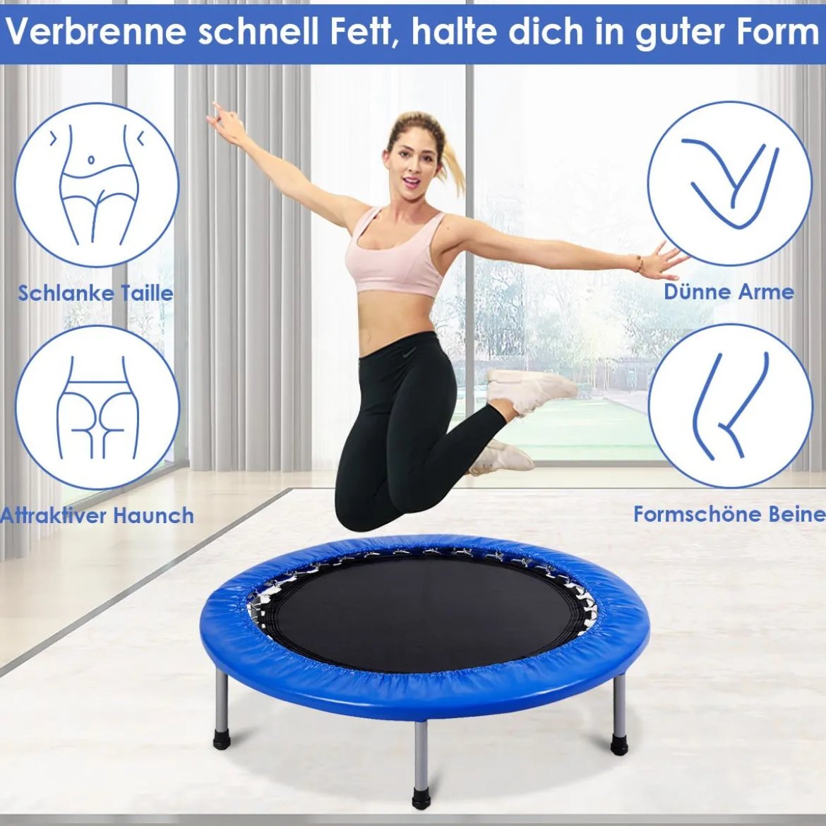 Mini Trampolin φ96cm faltbar Kindertrampolin Fitness Gartentrampolin