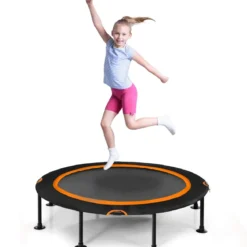 Mini Trampolin φ120 cm Fitness Trampolin faltbar Indoor- und Outdoortrampolin Gartentrampolin Orange und Schwarz