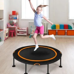 Mini Trampolin φ120 cm Fitness Trampolin faltbar Indoor- und Outdoortrampolin Gartentrampolin Orange und Schwarz