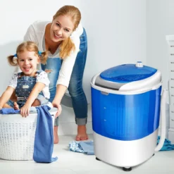 Mini Waschmaschine Reisewaschmaschine Waschautomat mit Trockenschleuder Blau