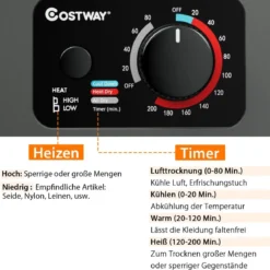 Mini Wäschetrockner Elektrischer Trockner Ablufttrockner 2,5KG / 42L / 850W Grau