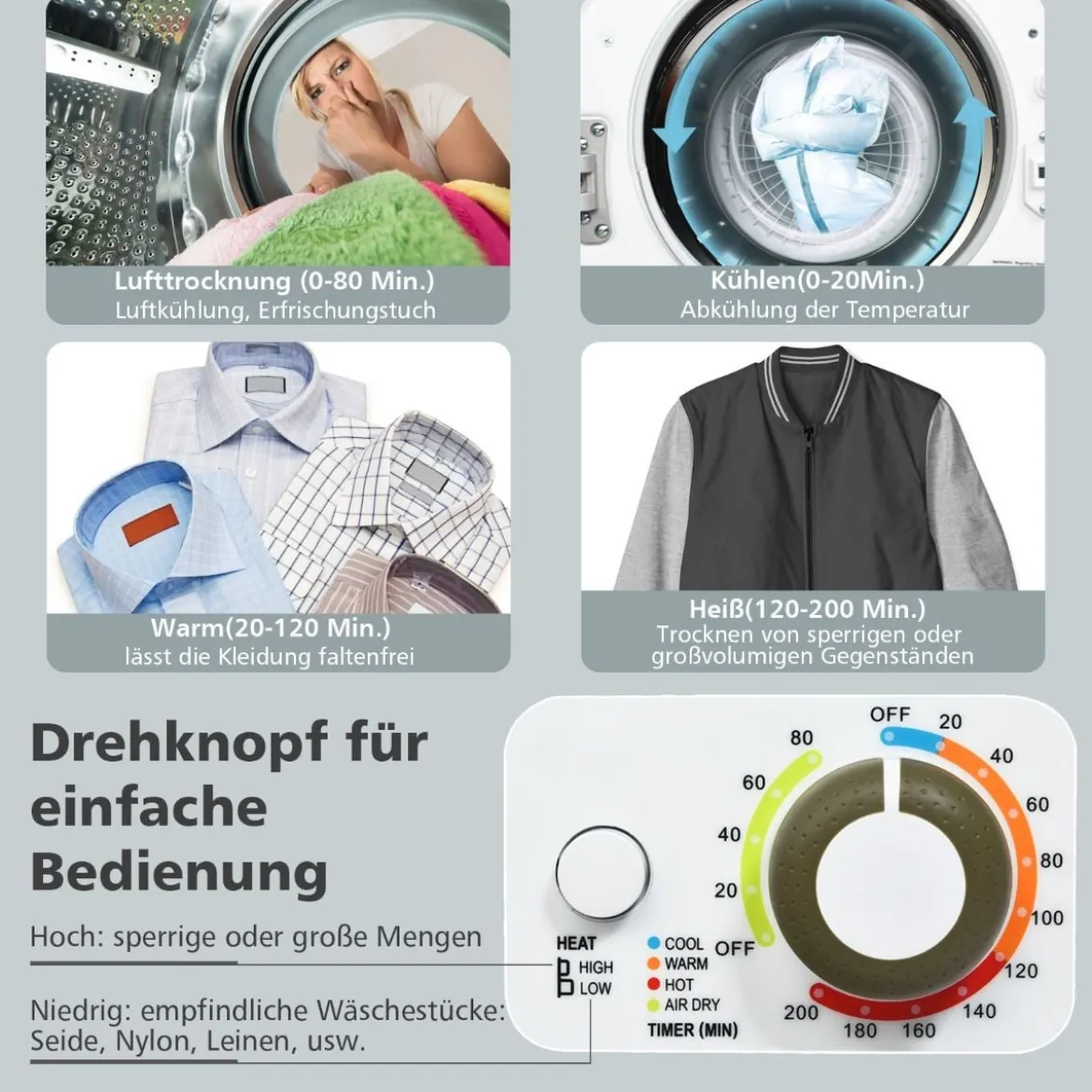 Mini Wäschetrockner Elektrischer Trockner Ablufttrockner 2,5KG / 42L / 850W Weiß