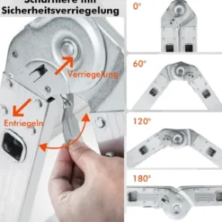 4,6 m Klappleiter mit Sicherem Verriegelungsscharnier & Rutschfesten Fußpolstern Mehrzweckleiter