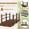 1,7 m lange Gartenbrücke aus Holz Dekorativer Teichsteg mit Absturzsicherung 180 kg Belastbar