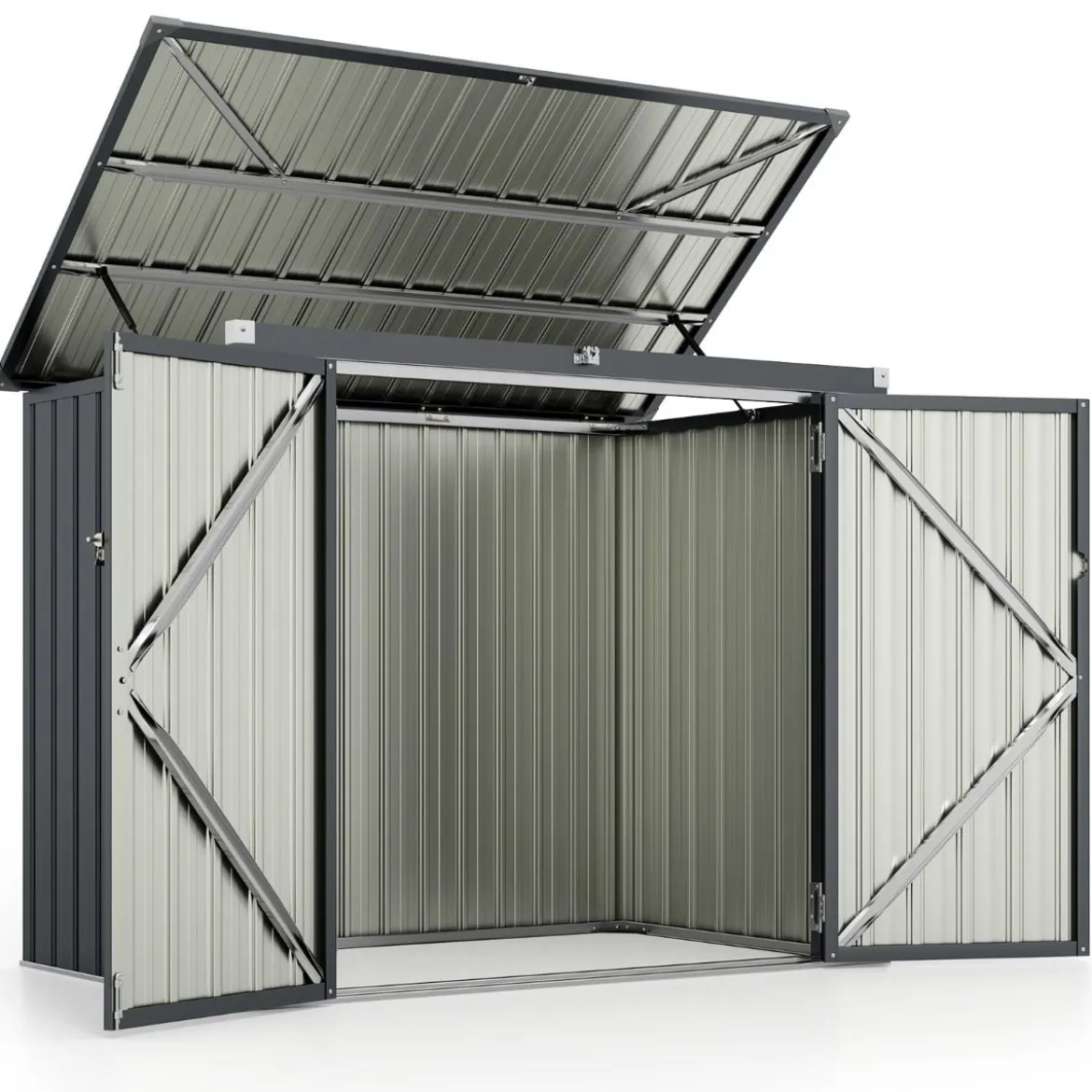 Mülltonnenbox für 2 Mülltonnen Müllbox aus Verzinktem Metall Müllhaus mit 2 Türen
