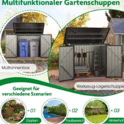 Mülltonnenbox für 2 Mülltonnen Müllbox aus Verzinktem Metall Müllhaus mit 2 Türen
