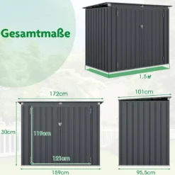 Mülltonnenbox für 2 Mülltonnen Müllbox aus Verzinktem Metall Müllhaus mit 2 Türen