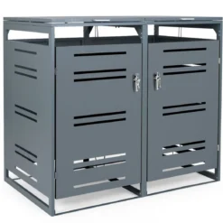 Mülltonnenbox für 2 x 120 L Mülltonne Wetterfester Gartenschuppen mit Abschließbarer Tür