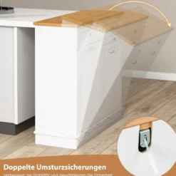 Mülltonnenschrank mit Kippbaren Türen Freistehender Küchenabfallbehälterhalter Weiß (Mülleimer nicht inbegriffen)