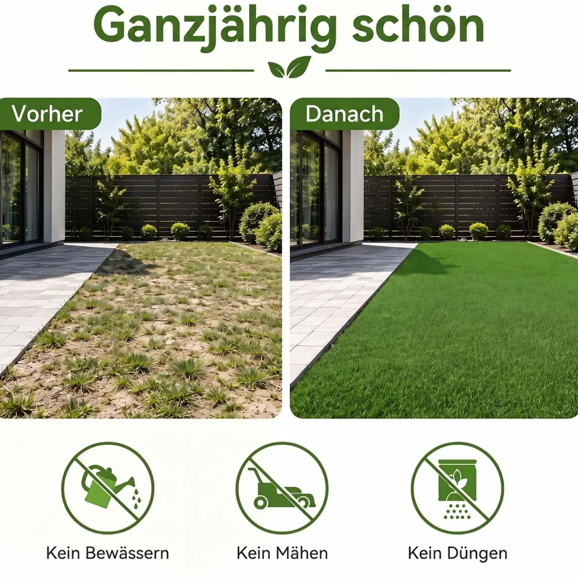 7 mm Kunstrasen Outdoor Grün mit Drainagesystem in Natürlicher Optik 100 x 500 cm