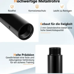 45 mm Profi Tanzstange mit Einstellbarer Höhe und Abnehmbarem Design Schwarz