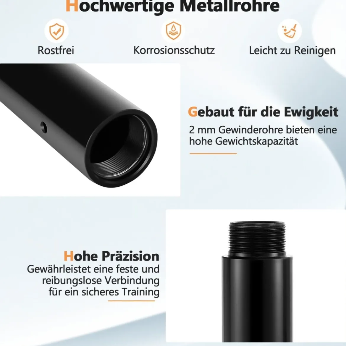 45 mm Profi Tanzstange mit Einstellbarer Höhe und Abnehmbarem Design Schwarz