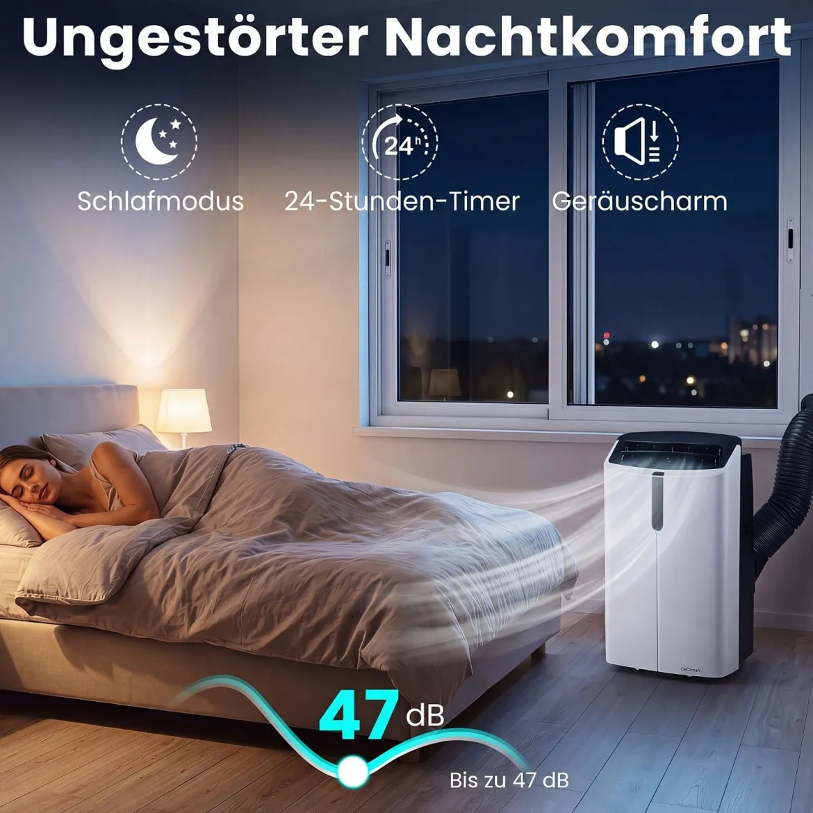 Mobile Klimaanlage 12000 BTU Klimagerät mit Kühlung Heizung Entfeuchtung Ventilator & Schlafmodus
