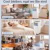 Mobile Klimaanlage 4-in-1 Tragbarer Luftkühler mit Luftentfeuchter Ventilator Schlafmodus 7000BTU