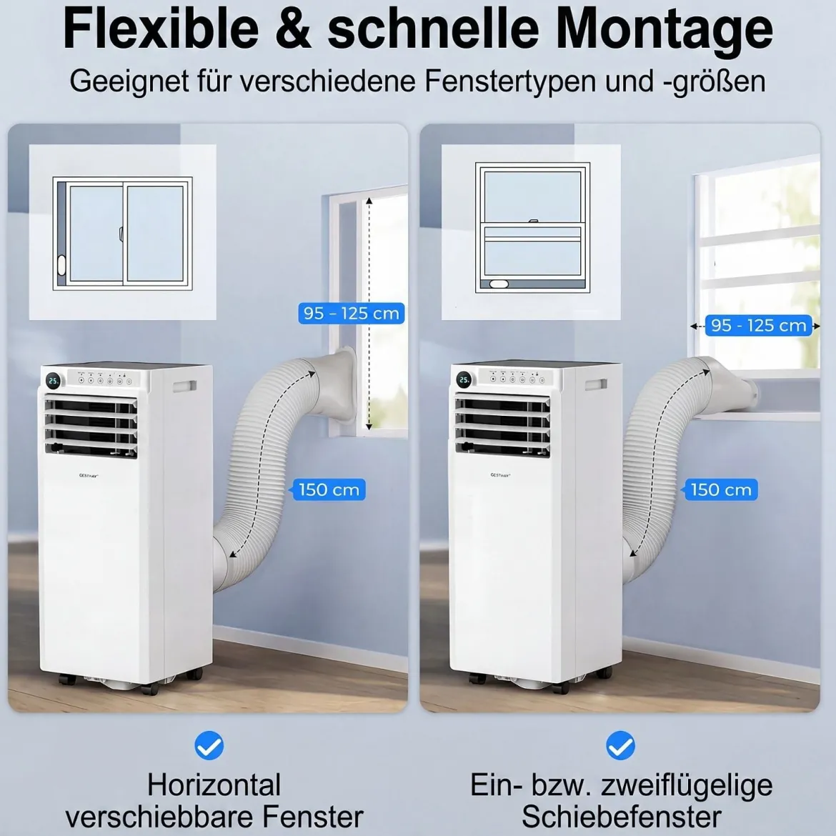 Mobile Klimaanlage 4-in-1 Tragbarer Luftkühler mit Luftentfeuchter Ventilator Schlafmodus 7000BTU