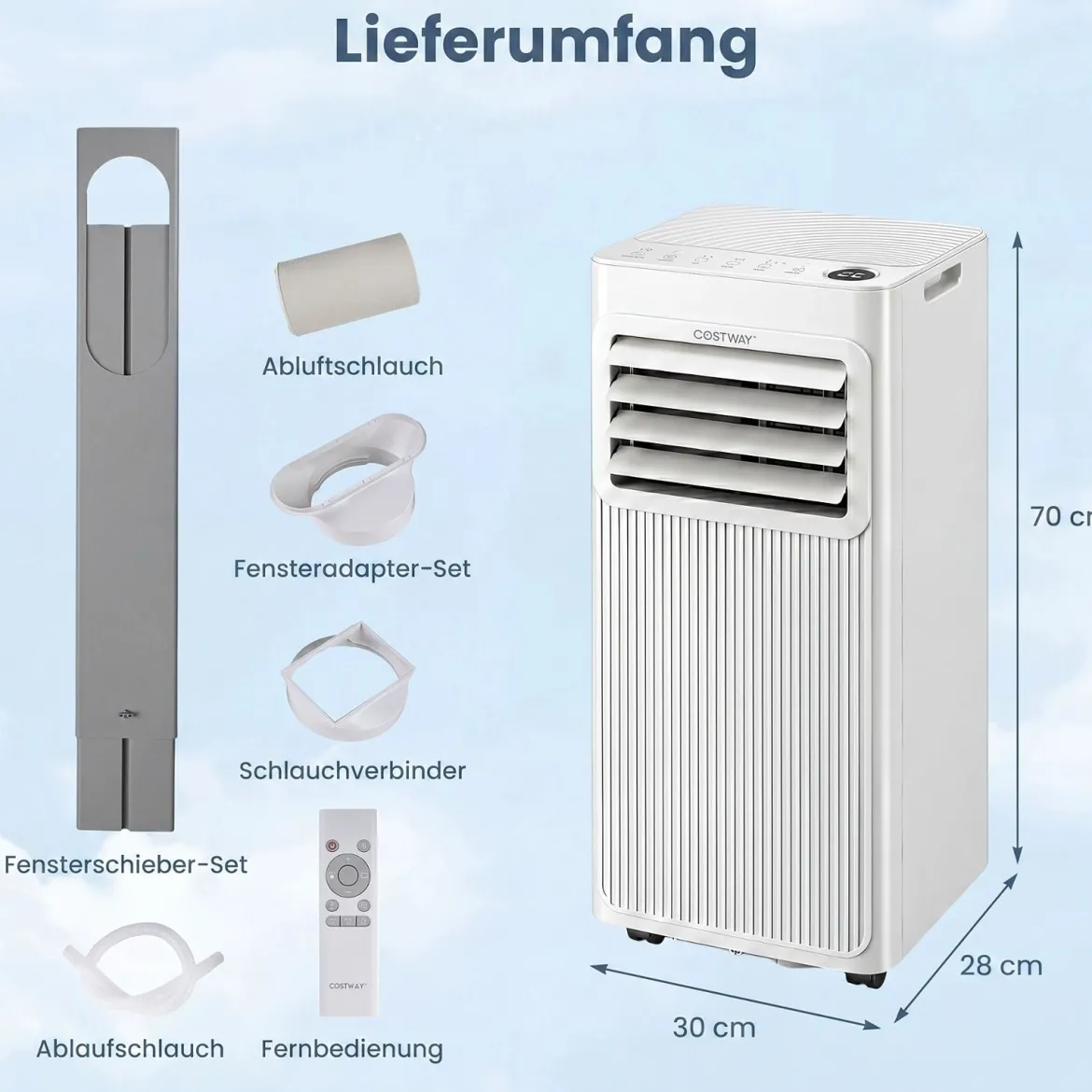 Mobile Klimaanlage mit Abluftschlauch 7000 BTU 3 in 1 Klimagerät für Raumgröße bis 32,5㎡